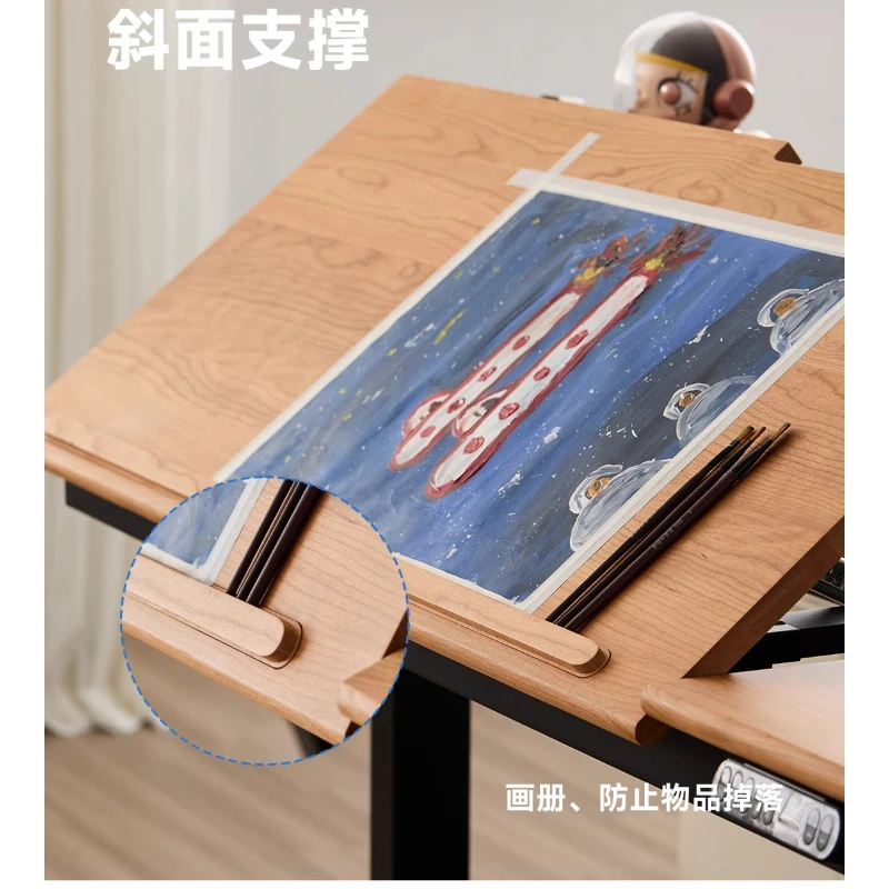 

Furniture Electric Lifting Table Solid Wood Small Unit Home Desk Computer Desk Adjustable Angle Desk