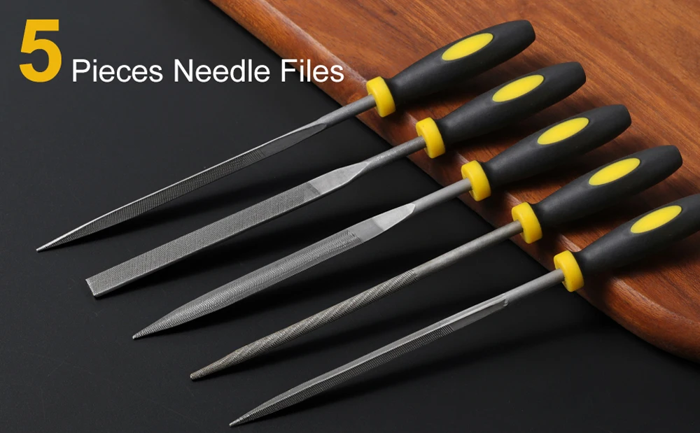 Neues Premium-Nadelfeilen-Set, Feilen aus Kohlenstoffstahl mit rutschfesten, ergonomischen Griffen für präzises Feilen auf Holzmodell aus Kunststoff – Detail 8
