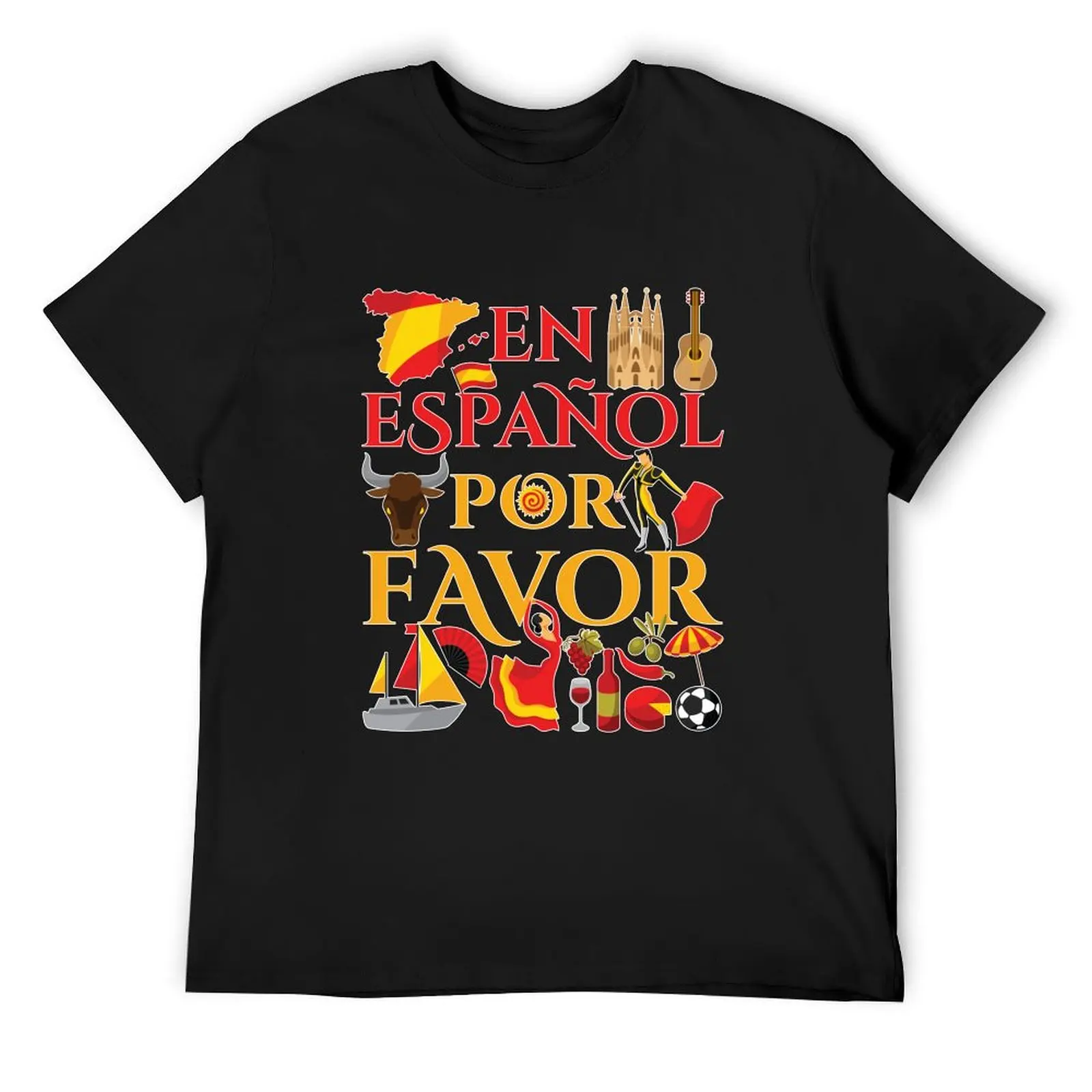 Regali per insegnanti di spagnolo En Espanol Por Favor T-shirt top estivi neri vestiti anime Camicetta moda uomo