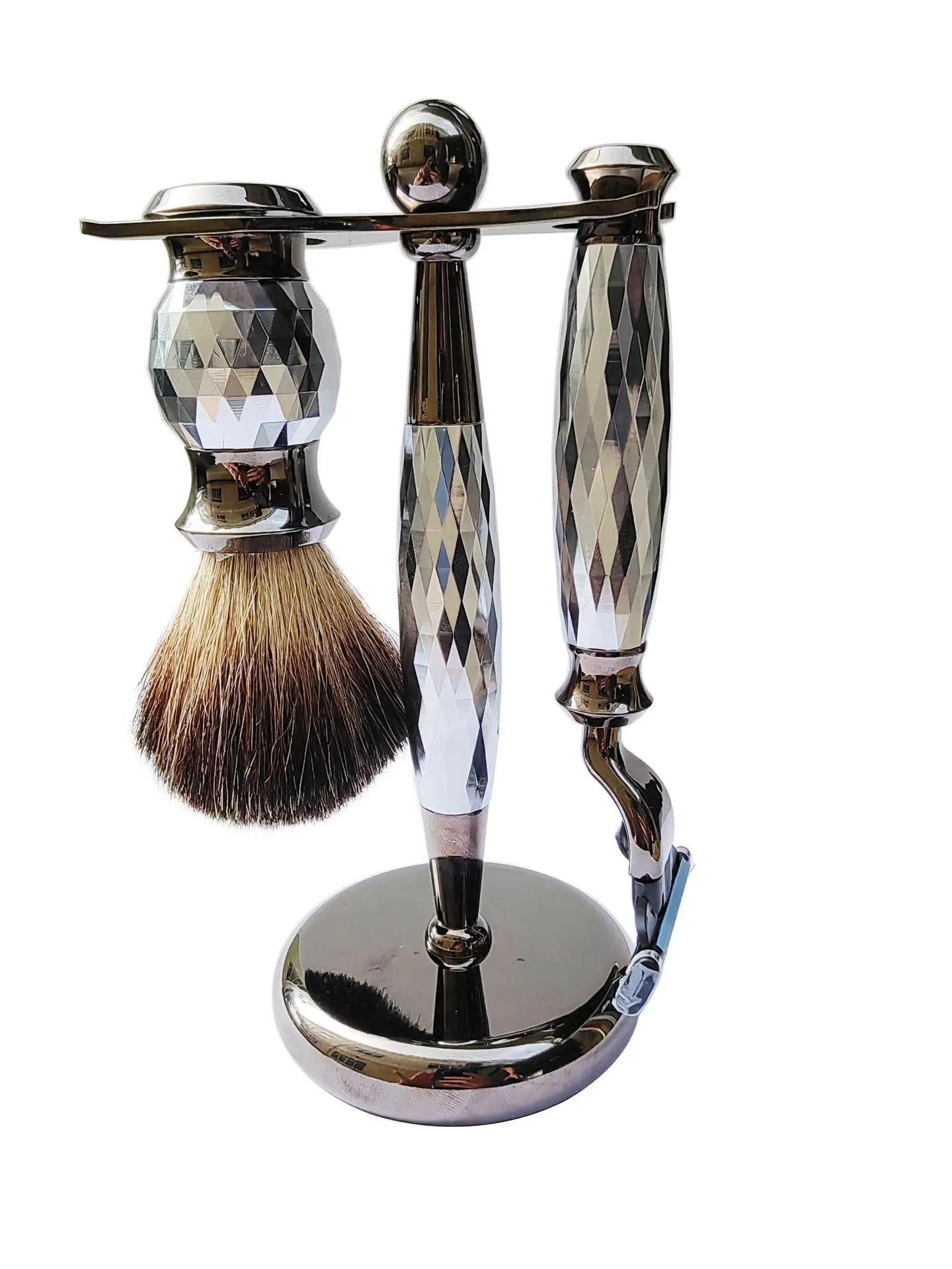 Classic Men Stainless Steel  Shaving Set Brush Barber Shave Beard Kit for Men Gift