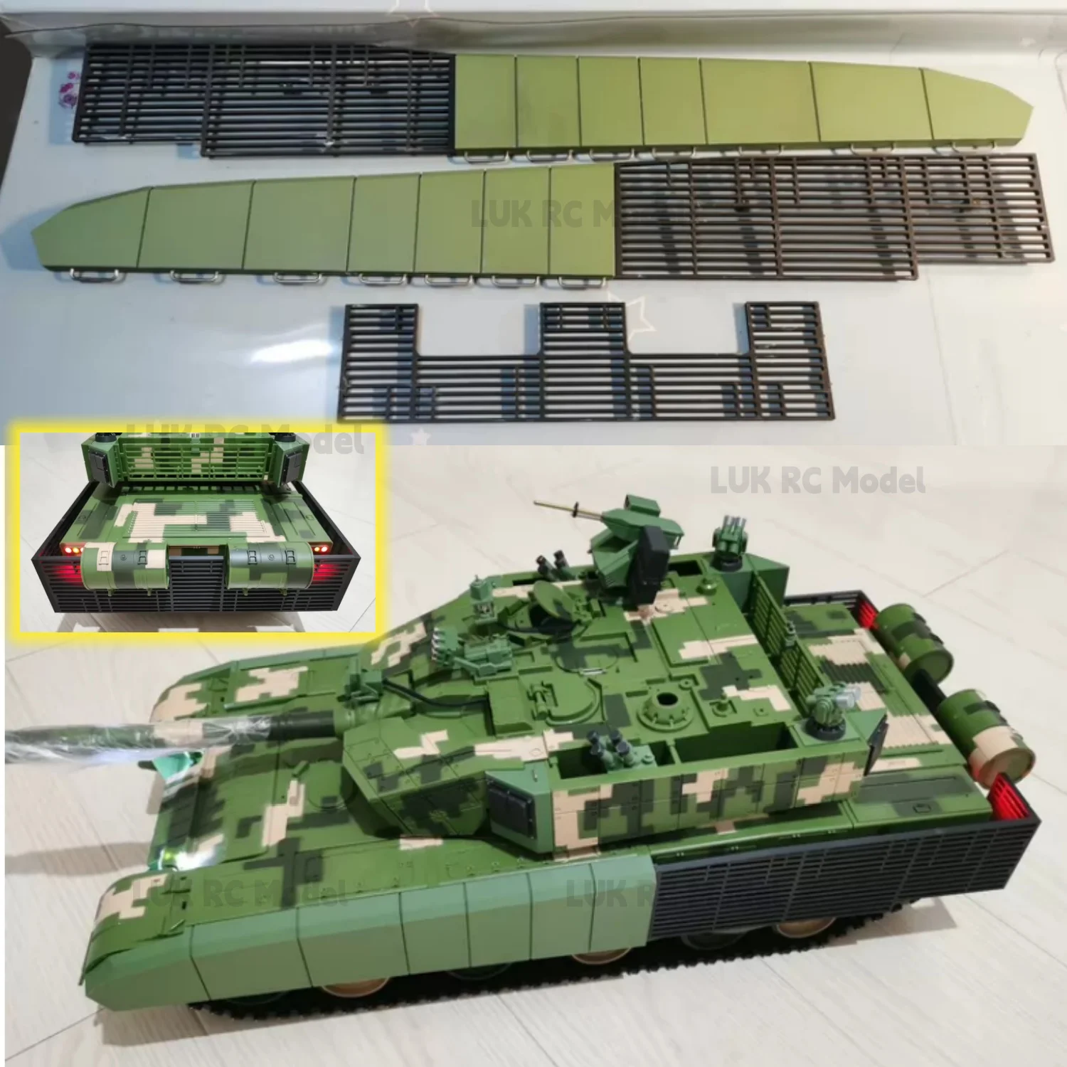 1/16 Armor Rear Grille Plastc Chinese ZTZ99A 3899A Tank Model Modification Parts Upgrade Accessories Reactive Military DIY 3D