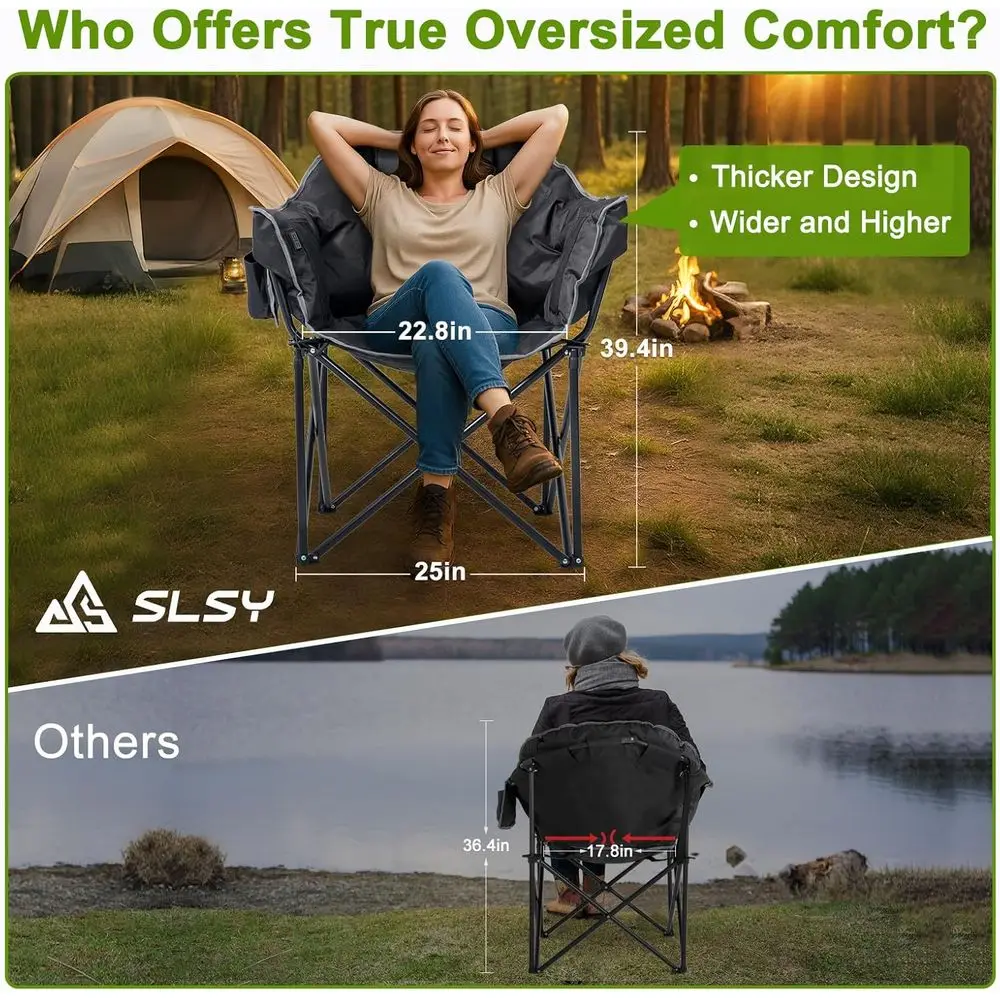 Double Pack of Oversized Heated Moon Chairs with 3 Temperature Settings, Durable for Outdoors, Patio, and Picnics