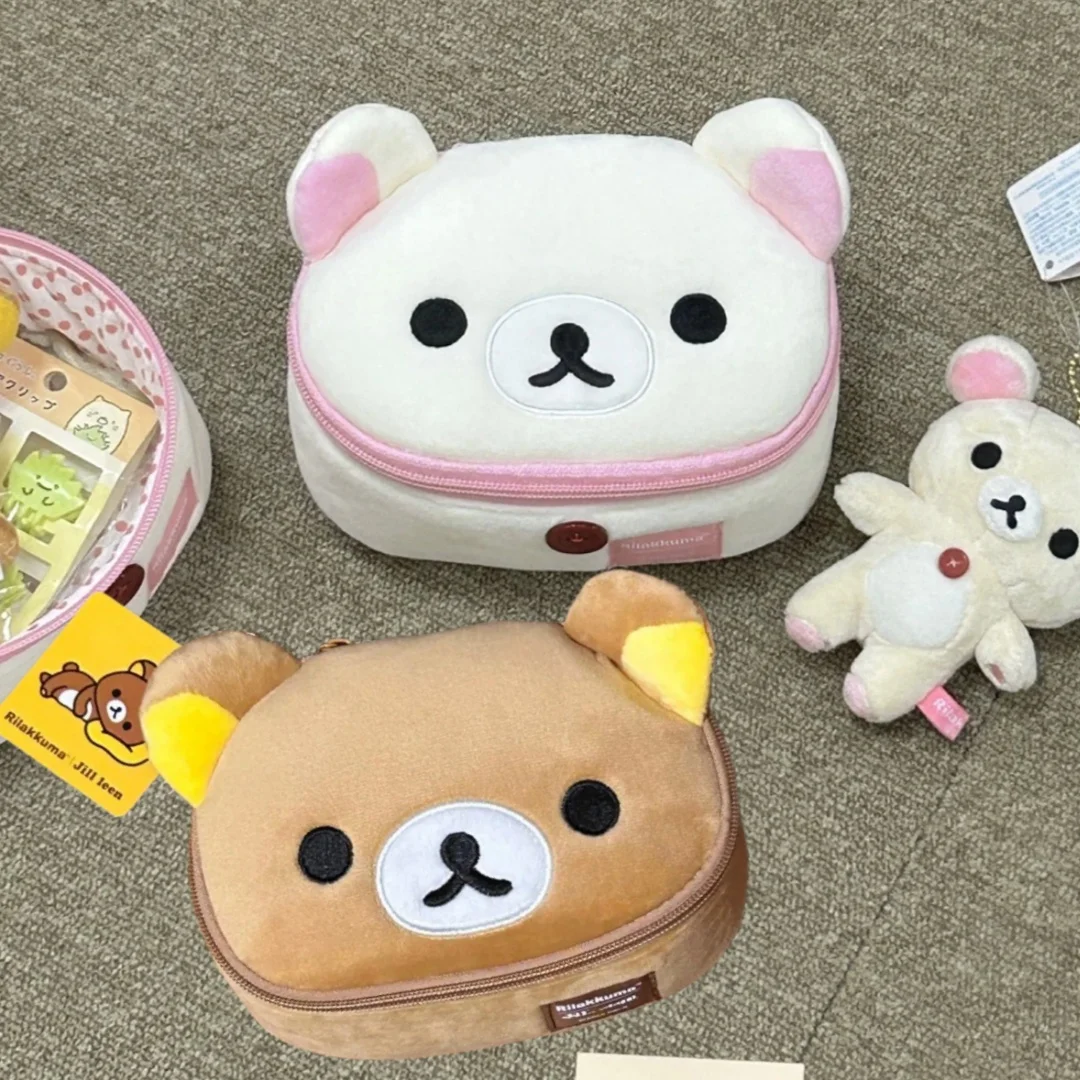 

Косметичка Rilakkuma Co Branded с милым плюшевым медведем, овальная, объемная, для женщин, для ежедневных путешествий