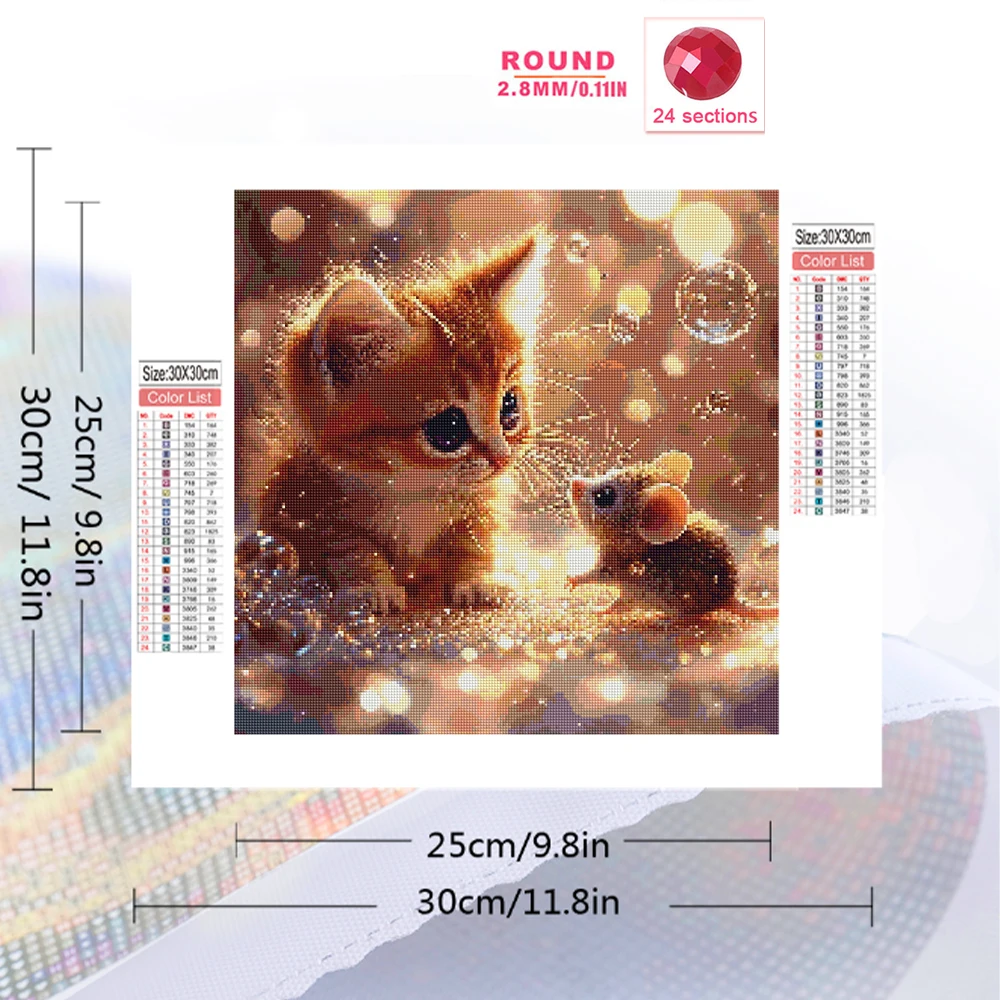 Momoart New Arrival Diamond Mosaic Cat Acrylic Craft Supplies DIY Diamond Painting Mouse Animal Kits Needlework Holiday Gifts