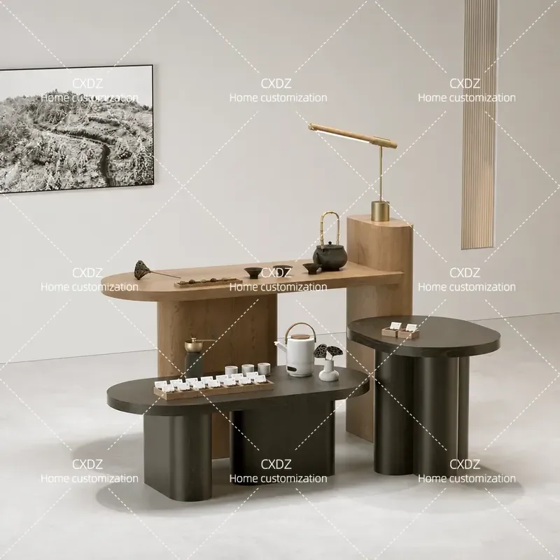 Premium tea store High and low water table Product tea set display cabinet Promotional display stand Nakajima cabinet Display