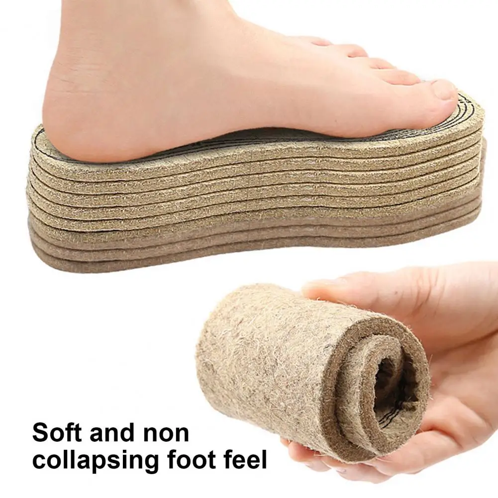 Shoes Insert Liners Wool Felt Shoe Insoles for Foot Pain Relief Thick Warm Winter Soles Shock Absorbing Boot Sports Shoe Inserts