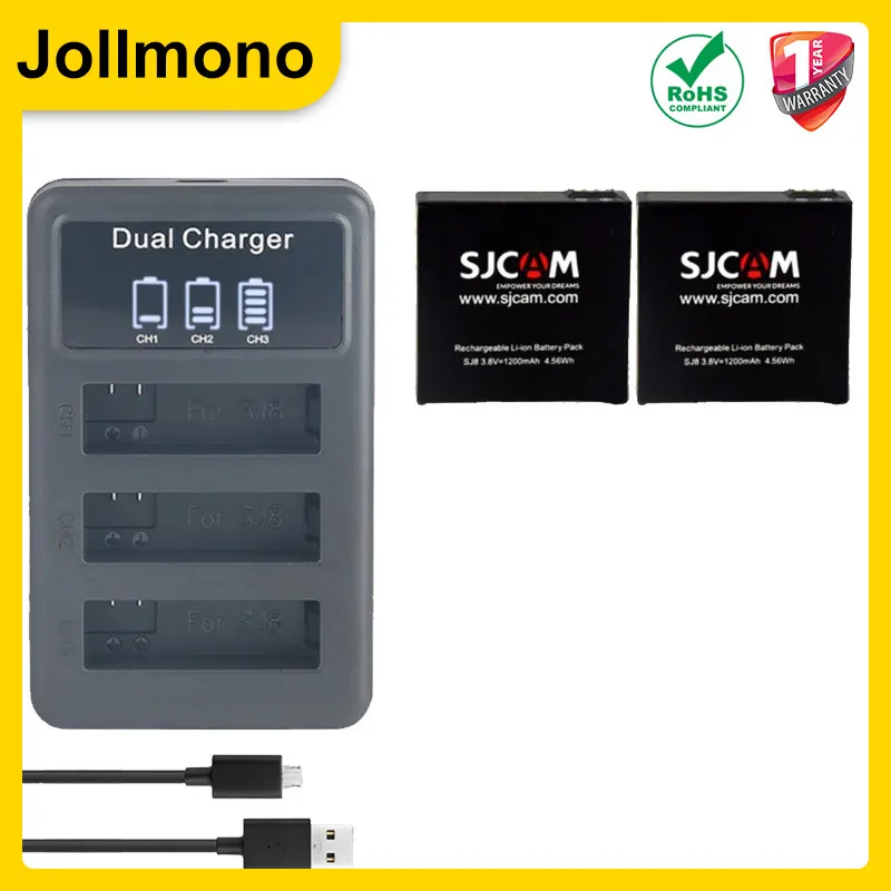 1200mAh SJCAM SJ8 3.8V Rechargeable Camera Battery for SJ8 Pro/SJ8 Plus/SJ8 Air SJCAM Action Camera Accessories