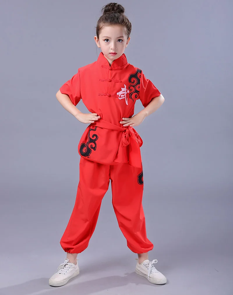 Traditional Chinese Wushu Costume for Boys Girls Kid Tai Chi KungFu Uniforms Short Long Sleeve Costumes Martial Arts Outfit