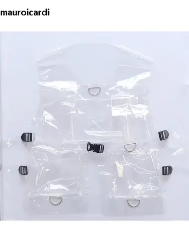 Mauroicardi Spring Autumn Short Cool Transparent Purple White PVC Leather Vest Men Luxury Designer Y2K Clothes Sleeveless Jacket - Image 10