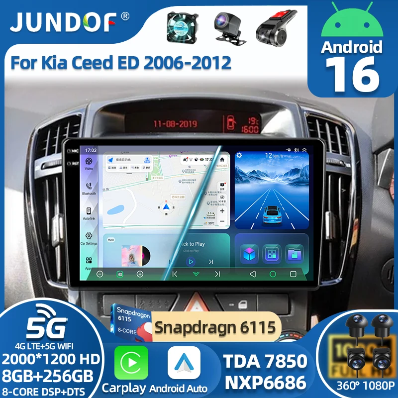 

Android 16 Carplay Auto For Kia Ceed ED 2006-2012 Car Radio Multimedia Video Player Navigation GPS No2Din 2 Din DVD DSP 4G