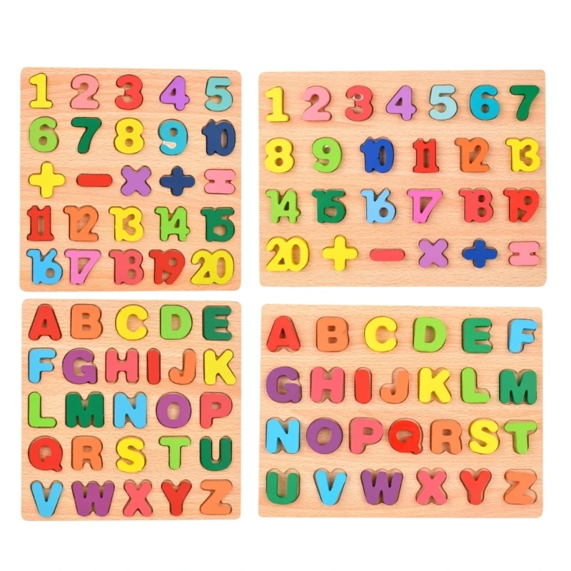 Các khối gỗ đầy màu sắc ghép hình đồ chơi 26 chữ cái dành cho trẻ từ 3 tuổi trở lên giáo dục và vui chơi học tập mầm non 15UB