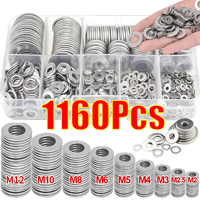 Stainless Steel Washer Kits Thin Smooth Metal Gaskets M6 M3 Plain Snap Washer M2 M2.5 M4 M5 M8 M10 M12 Screw Flat Washers Rings