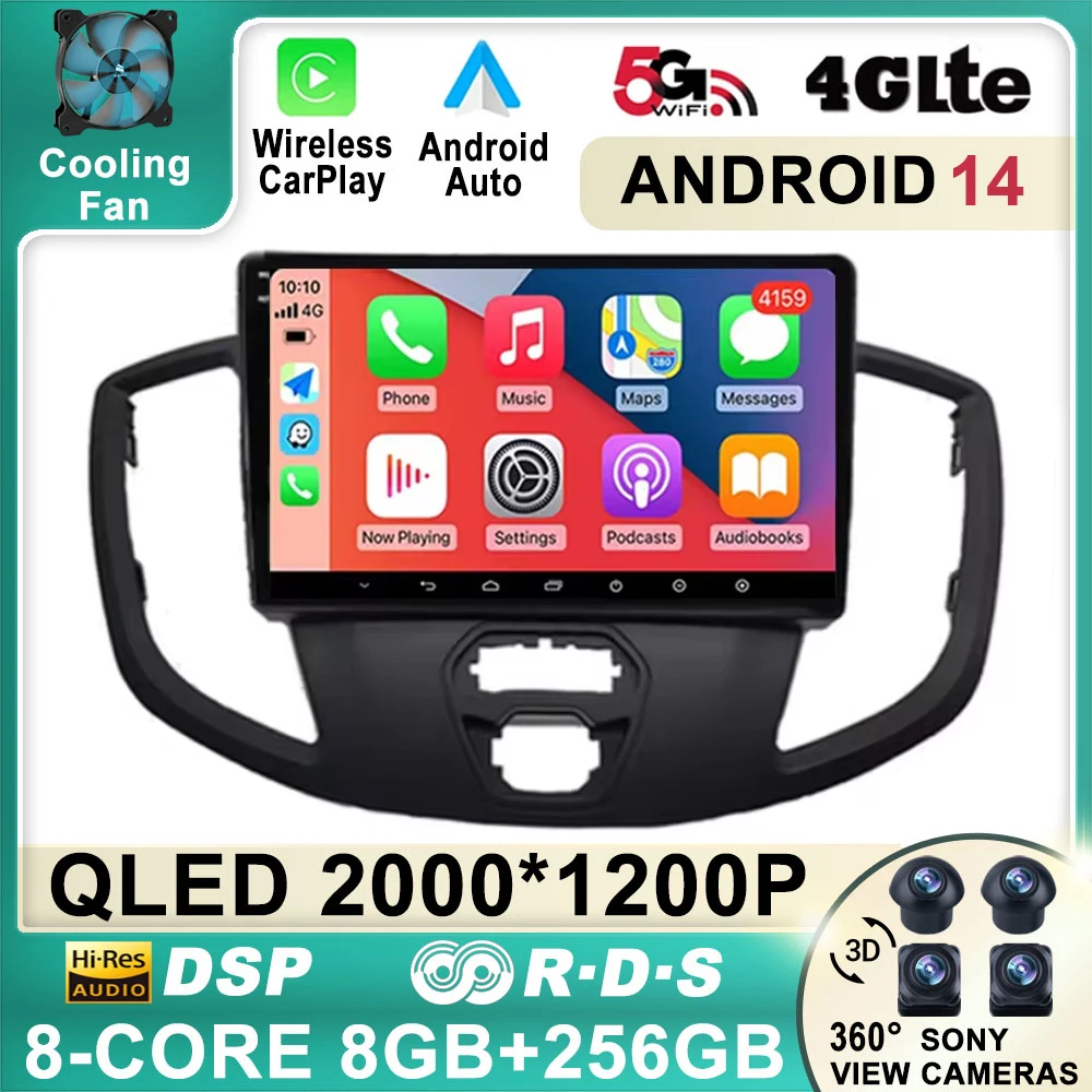 

Android 14 For Ford TRANSIT 2015 2016 2017 2018 Car Radio Auto DSP Carplay 4G WIFI GPS Navigation Player Multimedia No 2DIN DVD