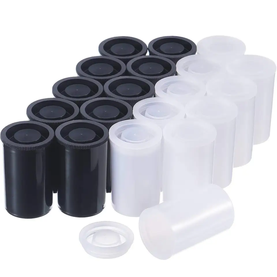 25 Contenedores De Carrete De Cámara De Plástico Negro – 33x54mm, Opacos Para Actividades Científicas Y Almacenamiento De Piezas Pequeñas