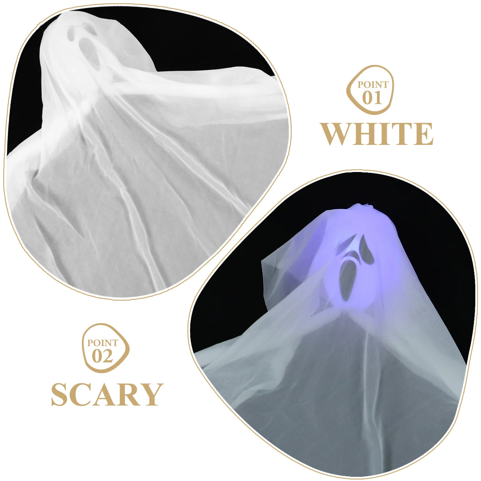 

3Pcs Ghost Hanging Decor LED Lighted Scary Glowing Halloween Pendant Haunted Creepy Ghost Prop Outdoor Party Decoration