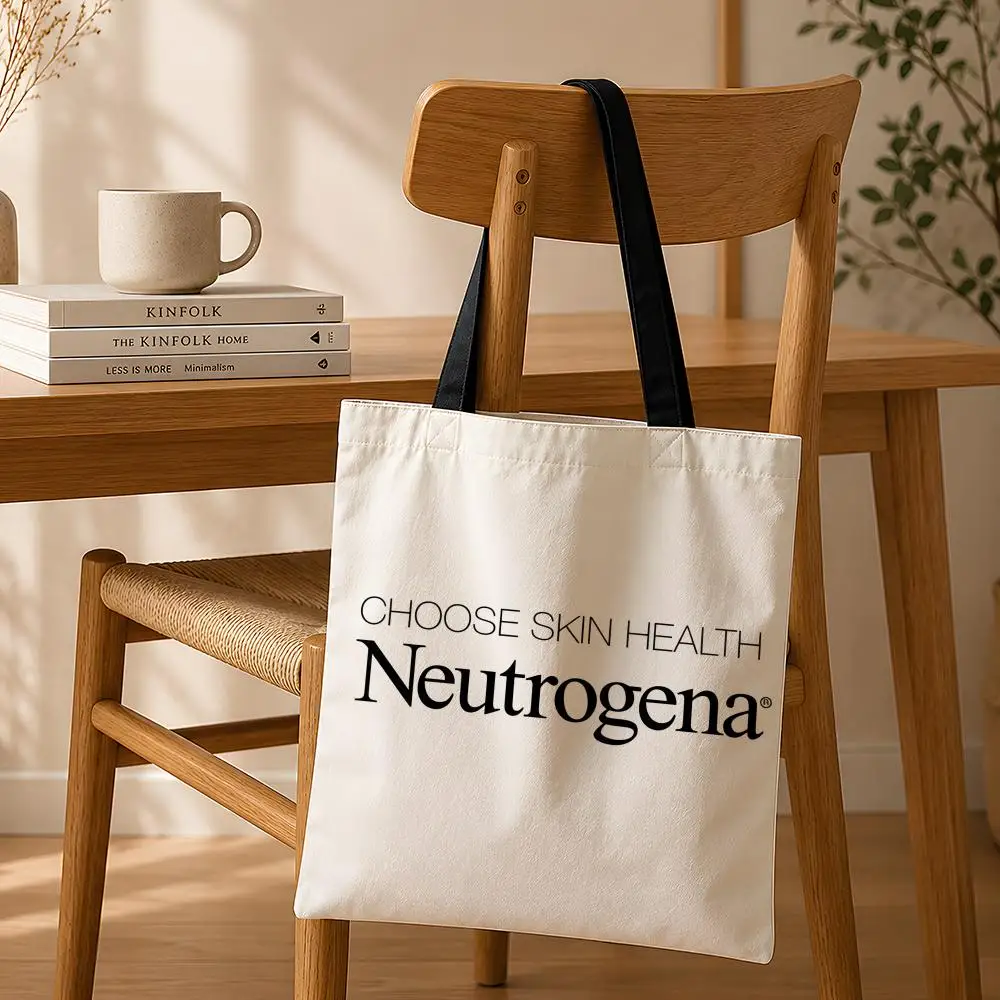 Bolsas de almacenamiento de la marca N-Neutrogena, bolsa de compras plegable, bolsa de compras de lona estética, bolsa de compras reutilizable de moda