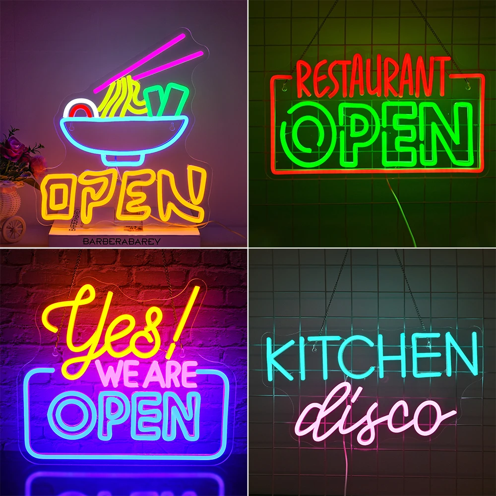 

OPEN Neon Sign For Dining room Wall Decor Business Store Bar Open Closed Signs Dimmable USB Led Light Up Sign Decor