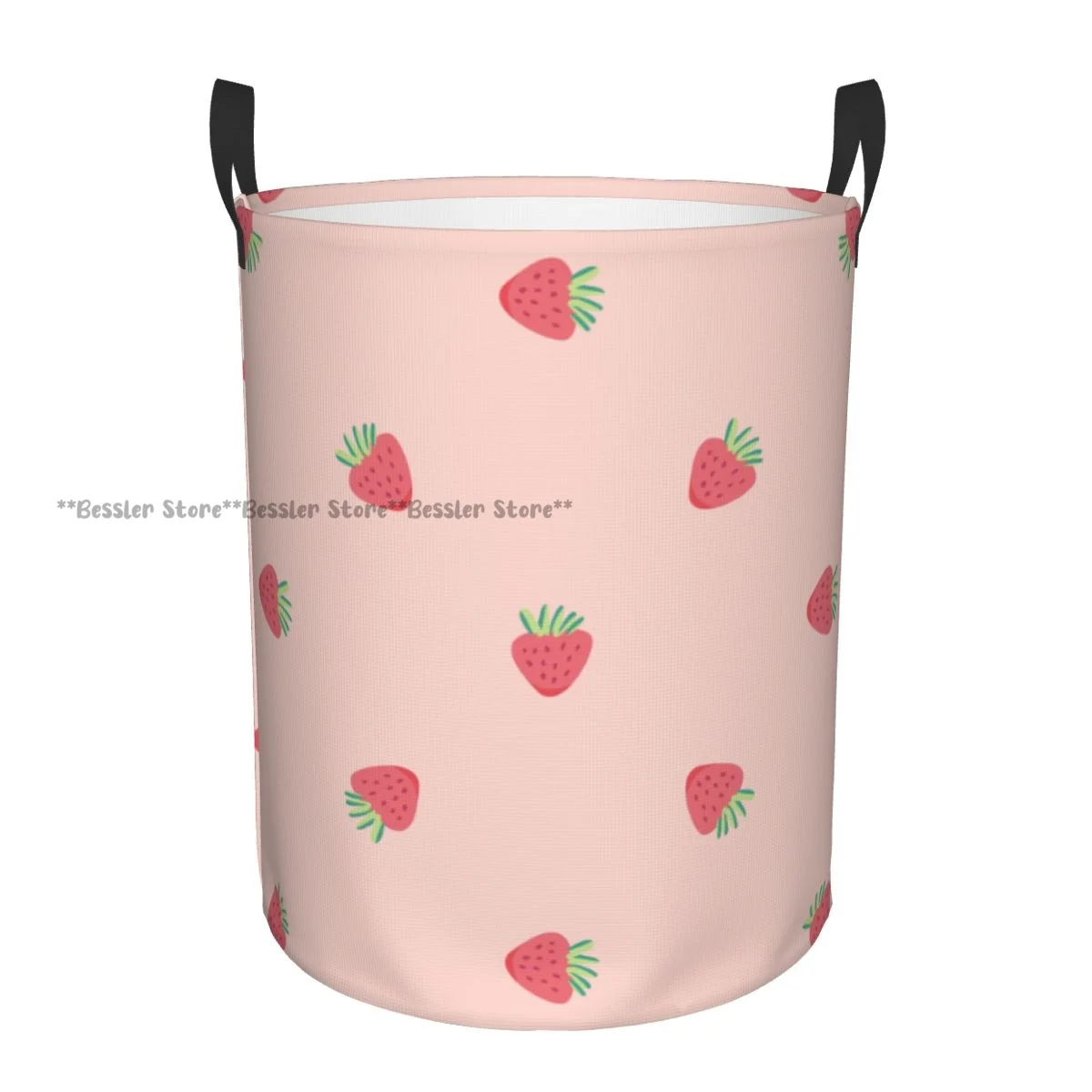 

Foldable Laundry Basket for Dirty Clothes Pink Strawberry Storage Hamper