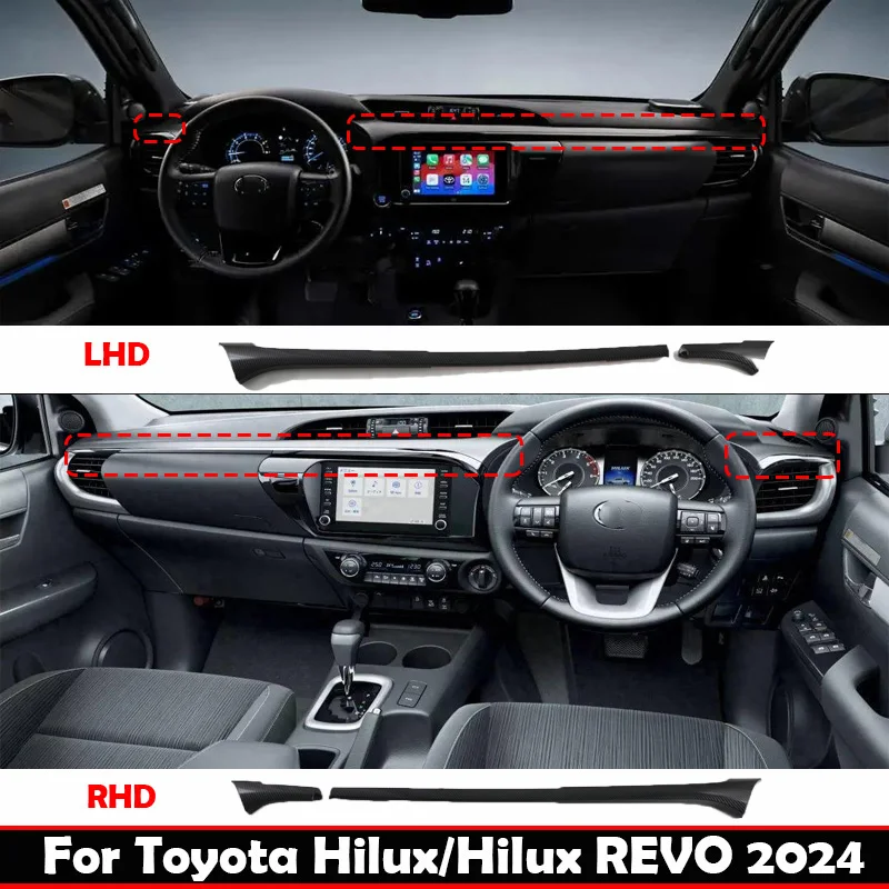 LHD RHD For Toyota Hilux/Hilux REVO 2024 Inner Center Console front dashboard center air conditions outlet cover Copilot Strip