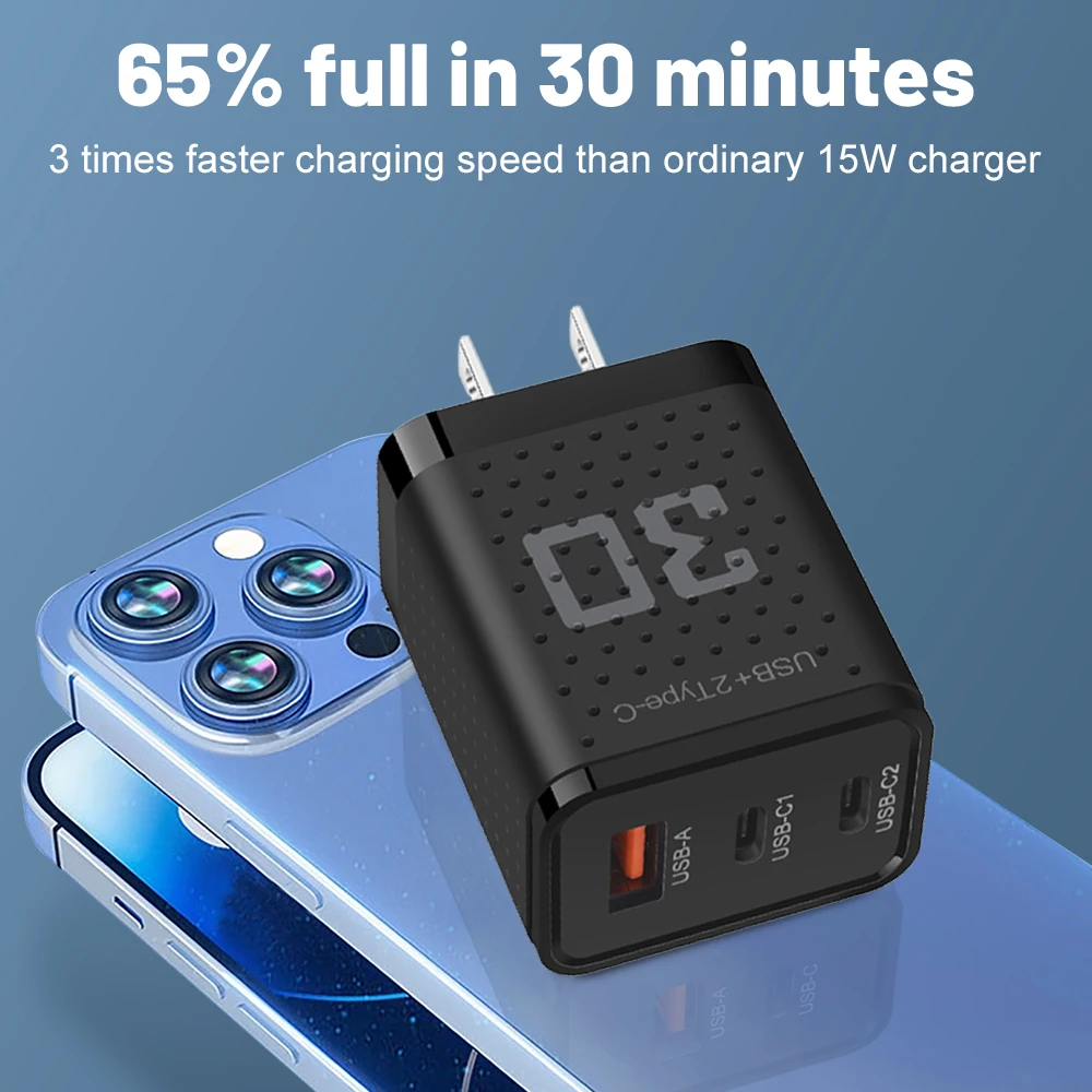 USB Type C Quick Charge 3.0 Mobile Phone Fast Charging Wall Charger Adapter for iPhone 15 Samsung Xiaomi Huawei Smartphones