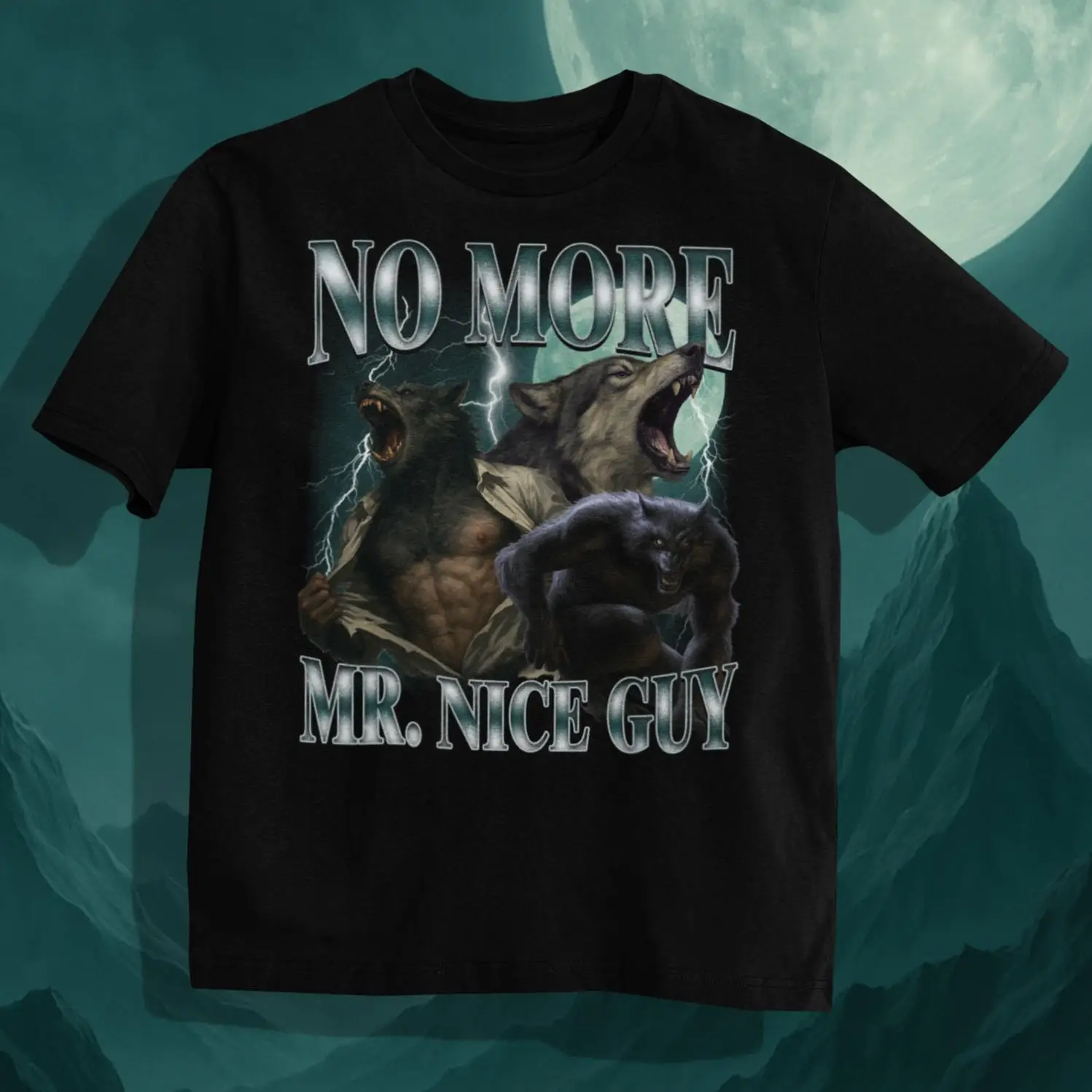 No más Mr Nice Guy divertido Alpha hombre lobo camiseta moda Vintage Sigma Wolf Meme camisetas hombres mujeres verano Tops camiseta de gran tamaño