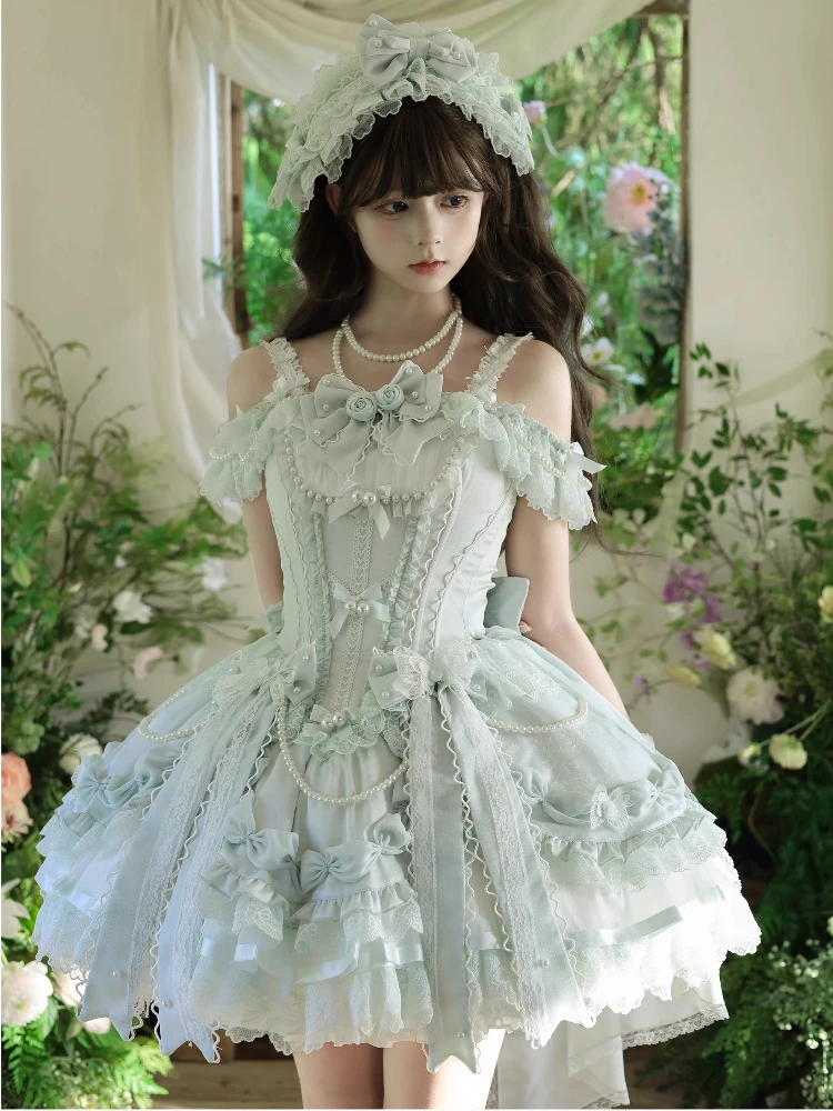 Pink Sweet Lolita Princess Dresses JSK Girl's Woman's Slim-Fit