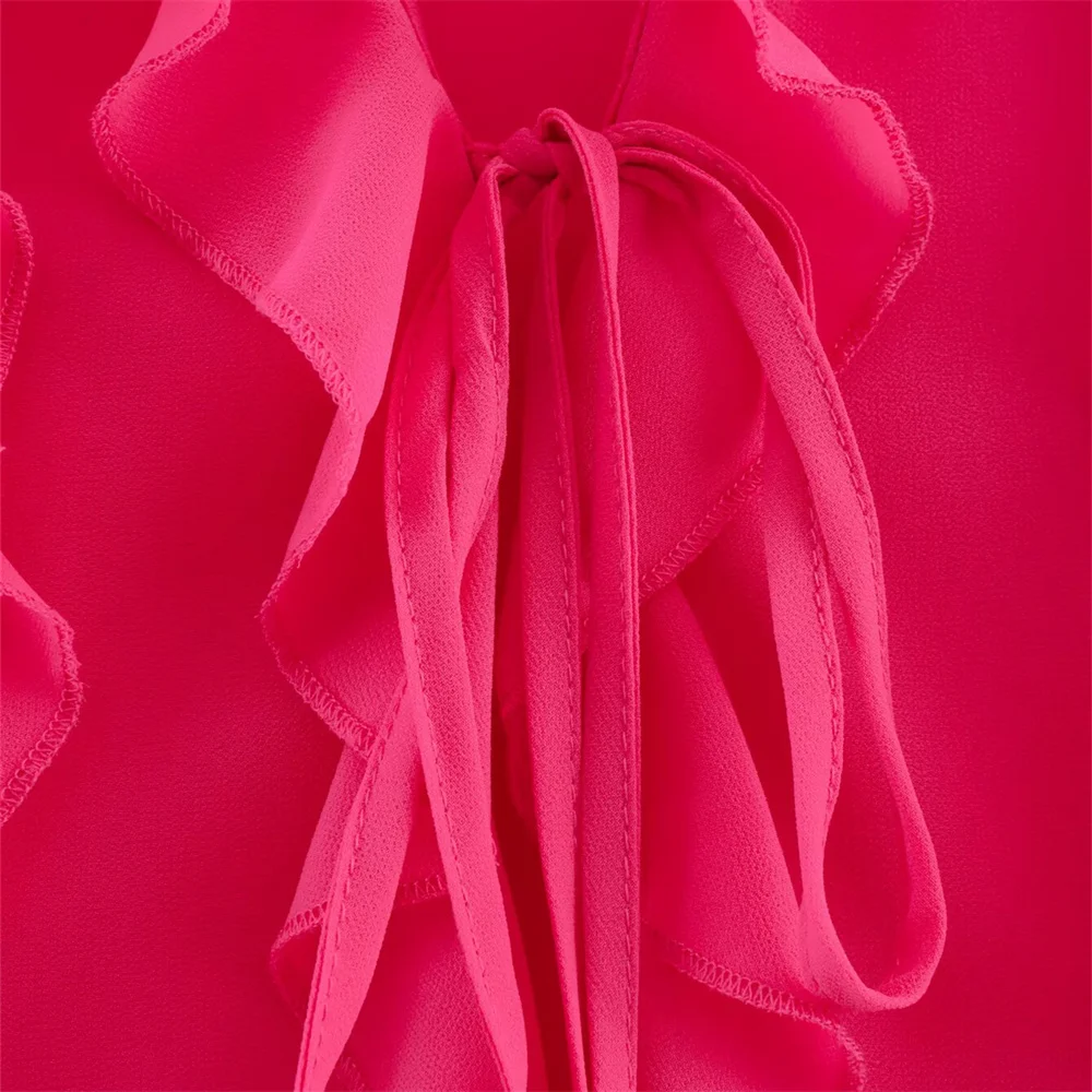 ชุดเดรสทรงเสื้อเชิ้ตโอเวอร์ไซส์ แขนยาว คอวี แต่งระบายหลายชั้น สไตล์ลำลอง แฟชั่นผู้หญิง สินค้าใหม่ประจำฤดูร้อน