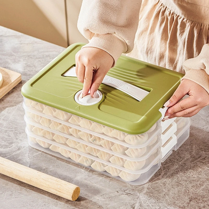 1/2/3/4 Layers Dumpling Boxes Storage Tray Food Container Box for Refrigerator and Kitchen Froze Dumplings Storage Cases B03E