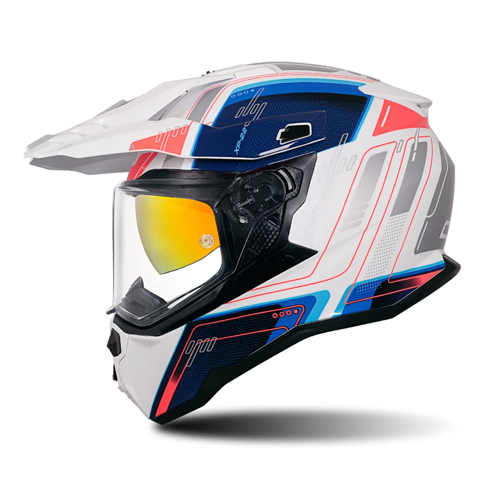 White Blue Wear-Resistant Motocross Accessories Anti-Fall Head Protection Full Face Biker Kask Breathable Motorcycle Brim Helmet