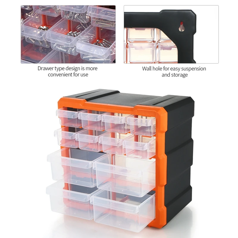 Drawer PP+PS Parts Storage Box Multiple Compartments Slot Hardware Box Organizer Craft Cabinet Tools Components Container