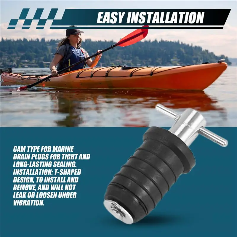 Marine Boat Drain Plug T-Handle Screw Adjustable Rubber Deck Drain Plug view 3