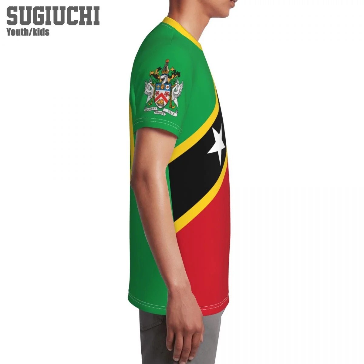 T-shirt 3D personnalisé avec emblème de Saint Kitts-et-Nevis pour enfants, maillot de football, tee-shirt de football, cadeau pour garçon et fille, nom et numéro