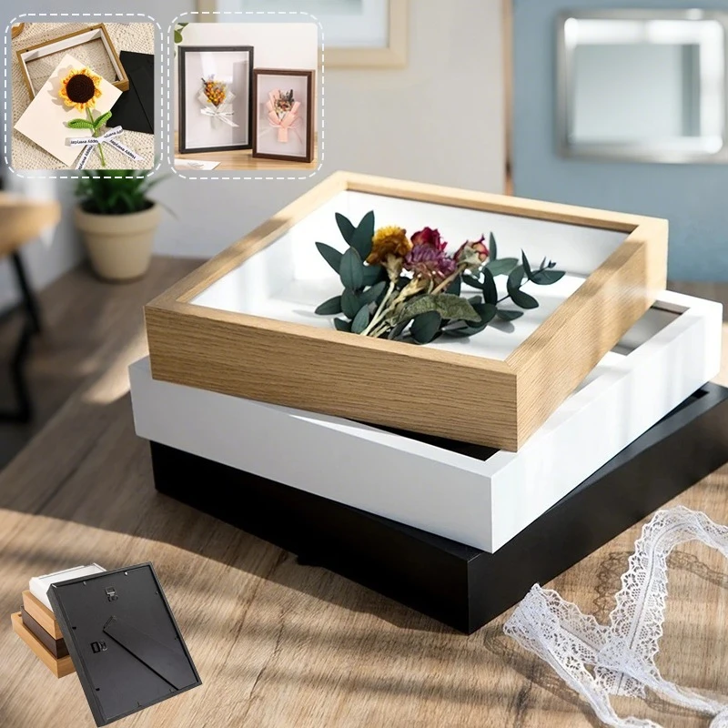 

1PC Transparent Wooden Picture Frame Depth 3/5cm for Handmade DIY/Plant Specimen Display Frame Home Wall Decoration Durable 앨범
