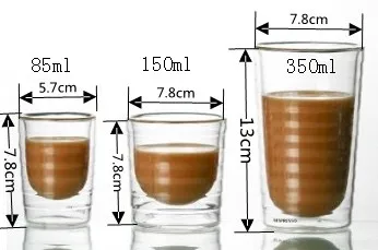 Handmade Double Wall Glass Cup Transparent Coffee Milk Mug Tequila Beer Wine, Cocktail Thermal Travel Drinkware 85-350ml