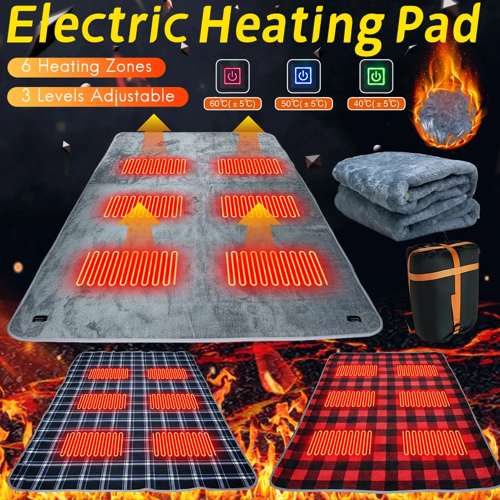 

Camping USB Heating Sleeping Mat 3 Adjustable Temperature Outdoor Electric Heating Pads for Camping Hiking Outdoor Adventures