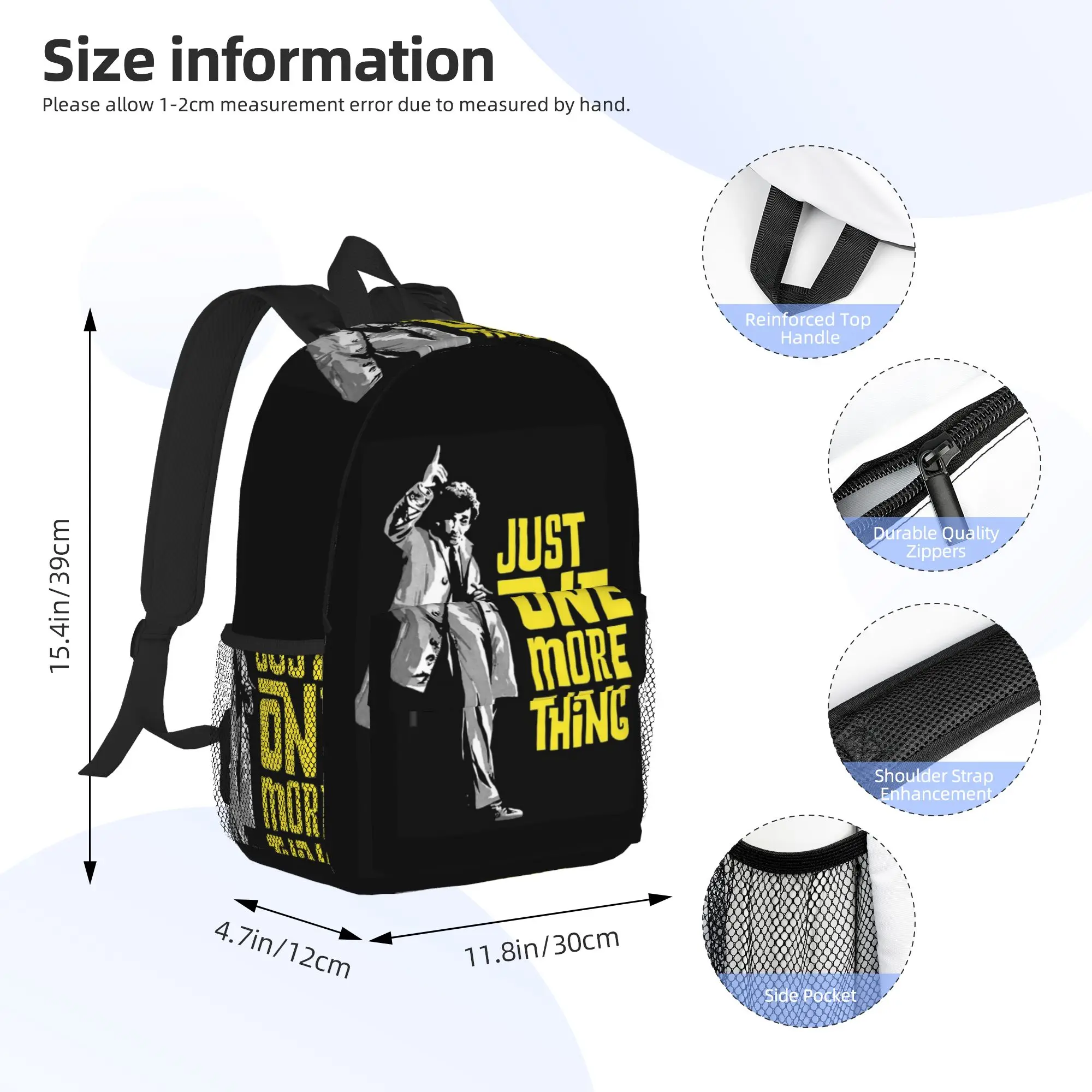 Columbo Just One More Thing Backpack Hot Sale Daypack Large Capacity Boys Girls BookBag Shoulder Bags for Men Women School Bag