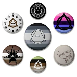 58MM Delta Symbol Button Pin Creative Cartoon Rainbow Sign Brooch Badge Snap-in Brooches for Clothes Jewelry Accessories Gifts