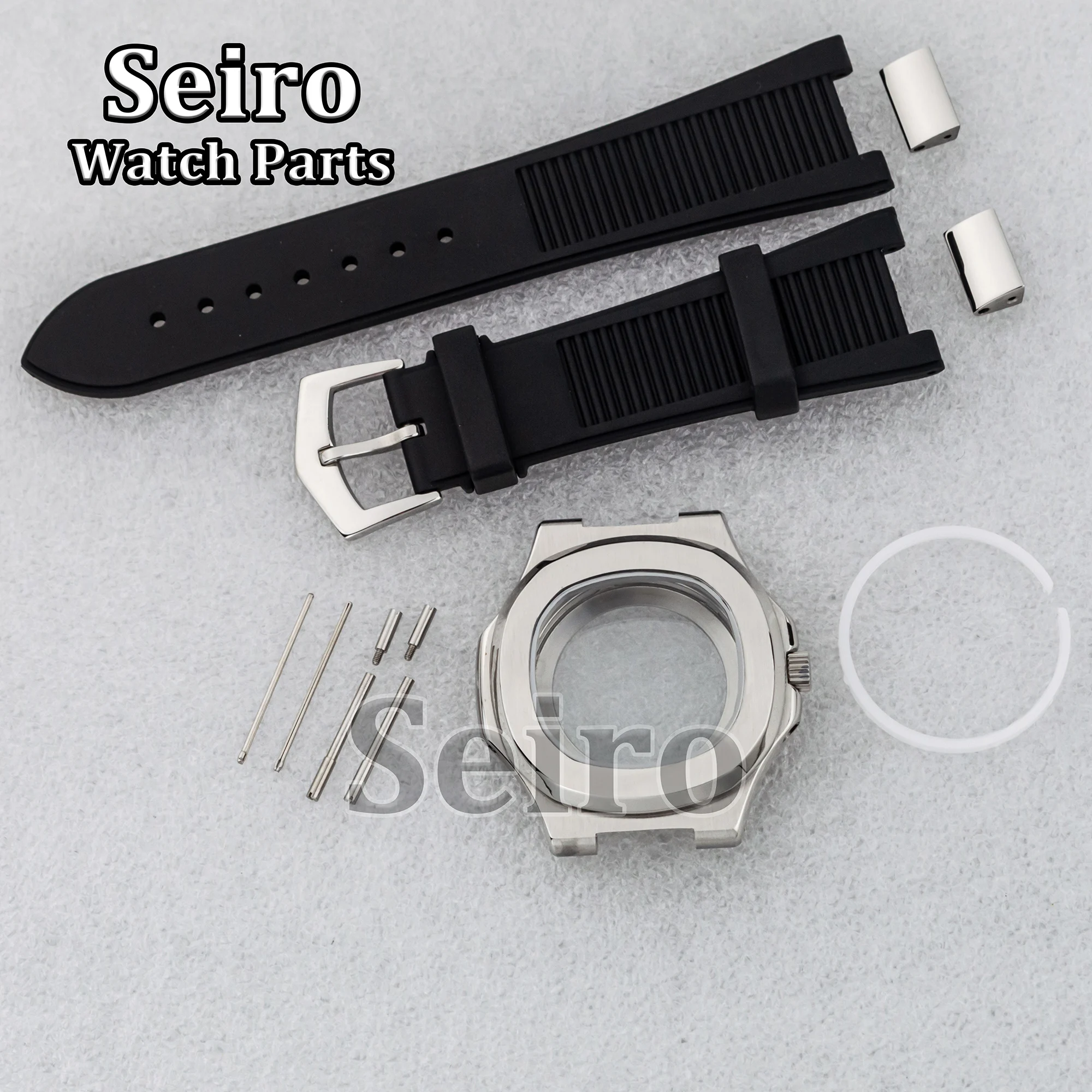 Mod Silver PVD Gold Black Rose Gold 41MM Sapphire Glass Stainless Steel Watch Case Rubber Strap for Nautilus NH35 NH36 Movement