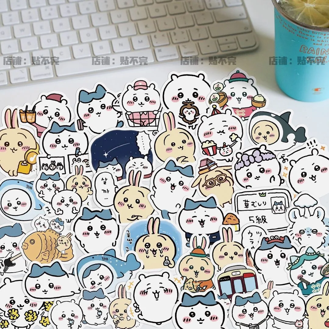 

60pcs Ins Stickers Cute Anime Figure ちいかわ ハチワレ うさぎ Stickers Toy Laptop Suitcase Sticker Kids Christmas Birthday Party Gift