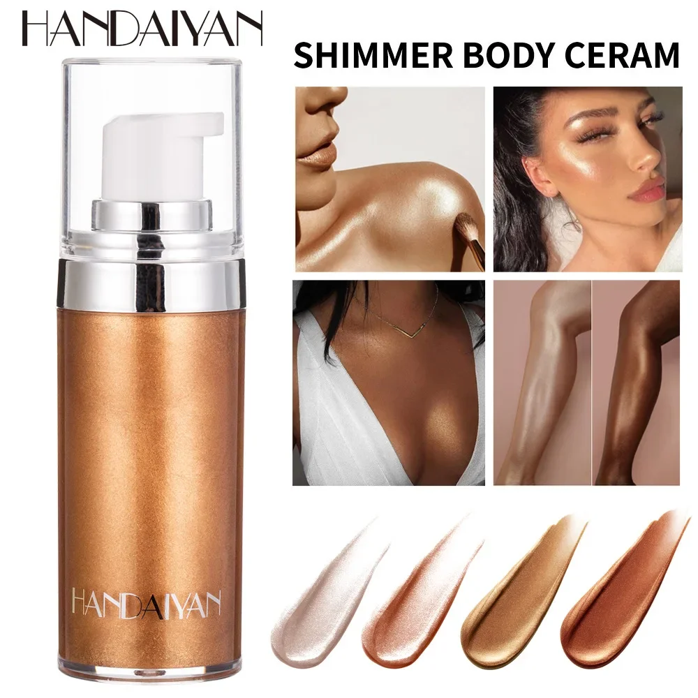 4 colori Shimmer Spray evidenziatore illuminatore contorno viso illumina il corpo Bronzer Glitter liquido evidenzia trucco cosmetico