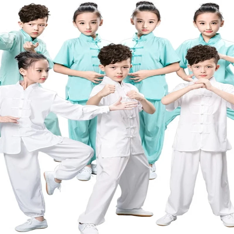 Chinese Hanfu Uniform Children Unisex Girl Boy Practice Clothing Stage Performance Traditional Costume Tops Pants Cosplay Party