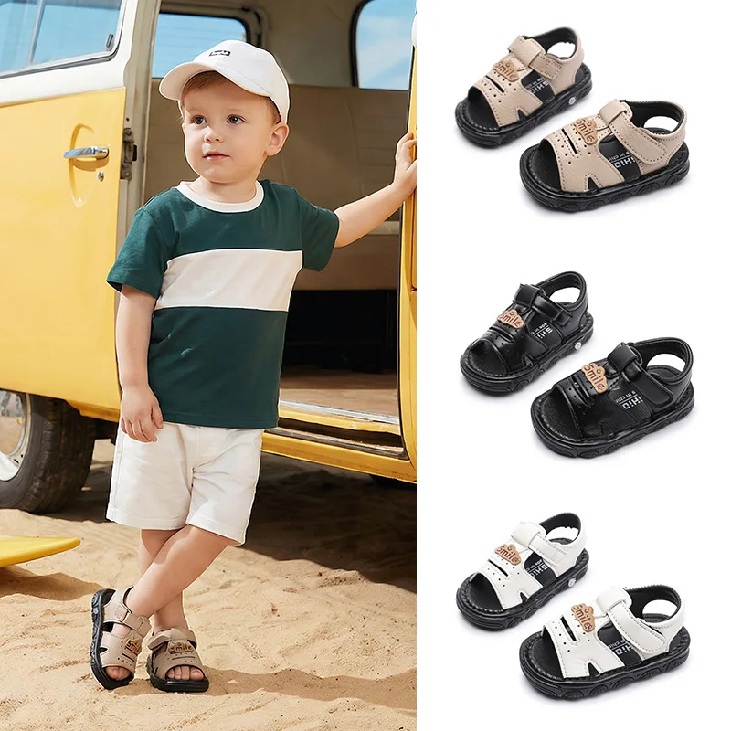 

Summer New Boys Sandals 0-2 Years Old Cow Muscle Sole Children's Shoes Boys Baby Toddler First Walkers