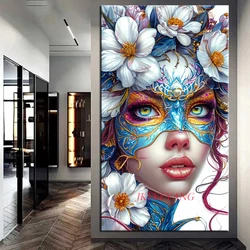 5D Diamond Painting Beautiful Woman and Flowers Picture Full Drills Diamond Rhinestone Mosaic Image Embroidery
