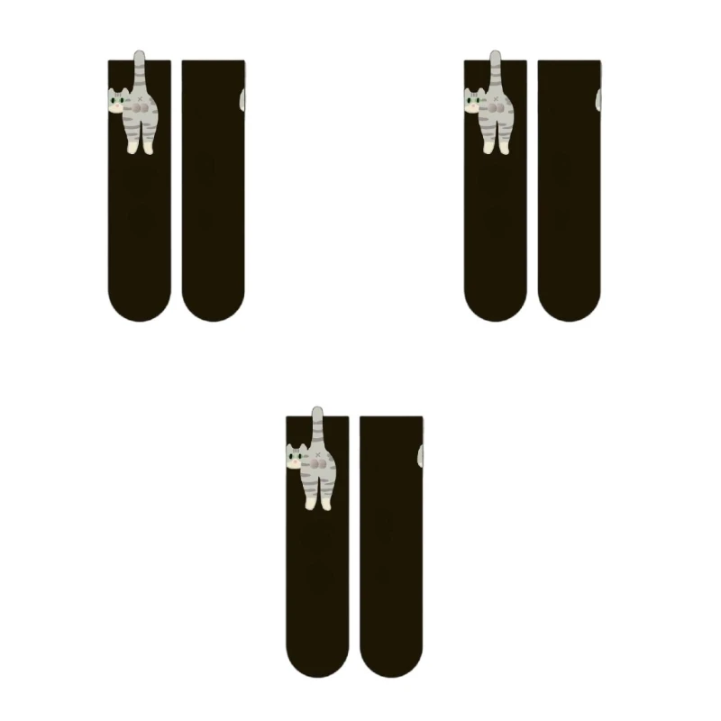 

Мягкая хлопчатобумажная экипаж носки мультфильм кошки узор пушистые шарики влага