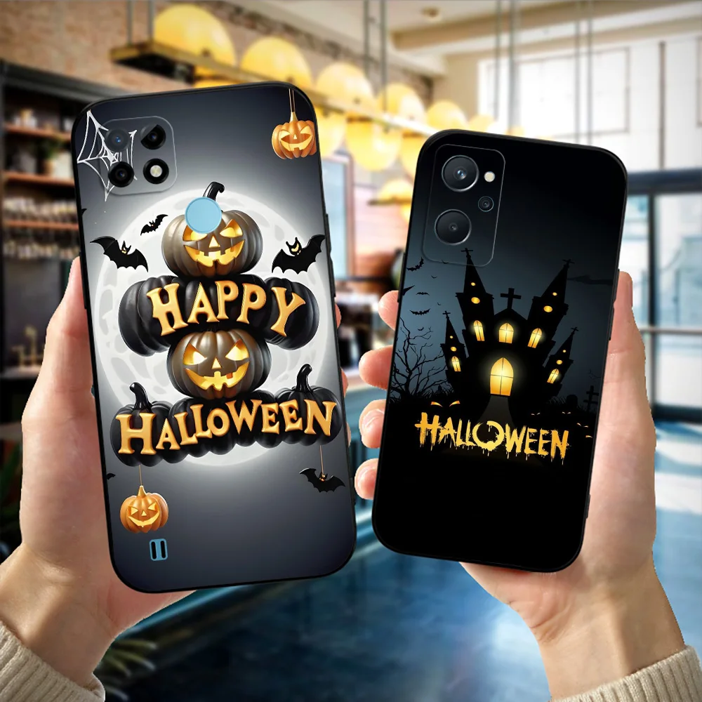 Custodia in tpu nero per Realme C2 C3 C12 C15 C35 C30 C31 C20 C21 C21Y C25 C25Y C25S C11 2021 2020 Happy Halloween