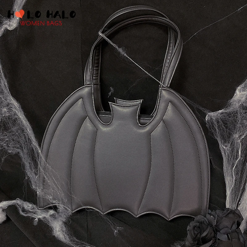 Borse e borsette gotiche a forma di pipistrello per le donne festa di Halloween borsa a tracolla nera per ragazze Lolita scura borsa di design