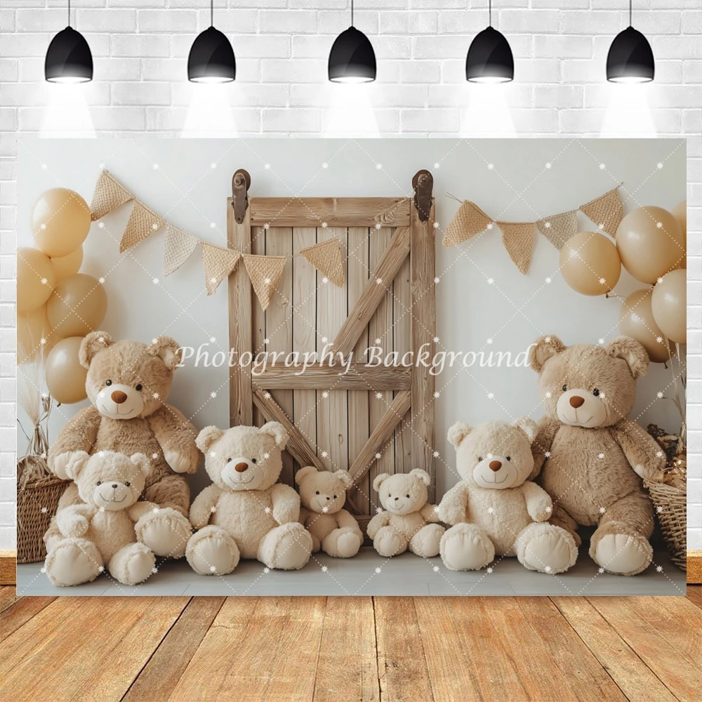 Toy Bears Baby 1st Birthday Party Photography Background Boho Style Baby Shower Kids Portrait Photocall Backdrop Photo Studio