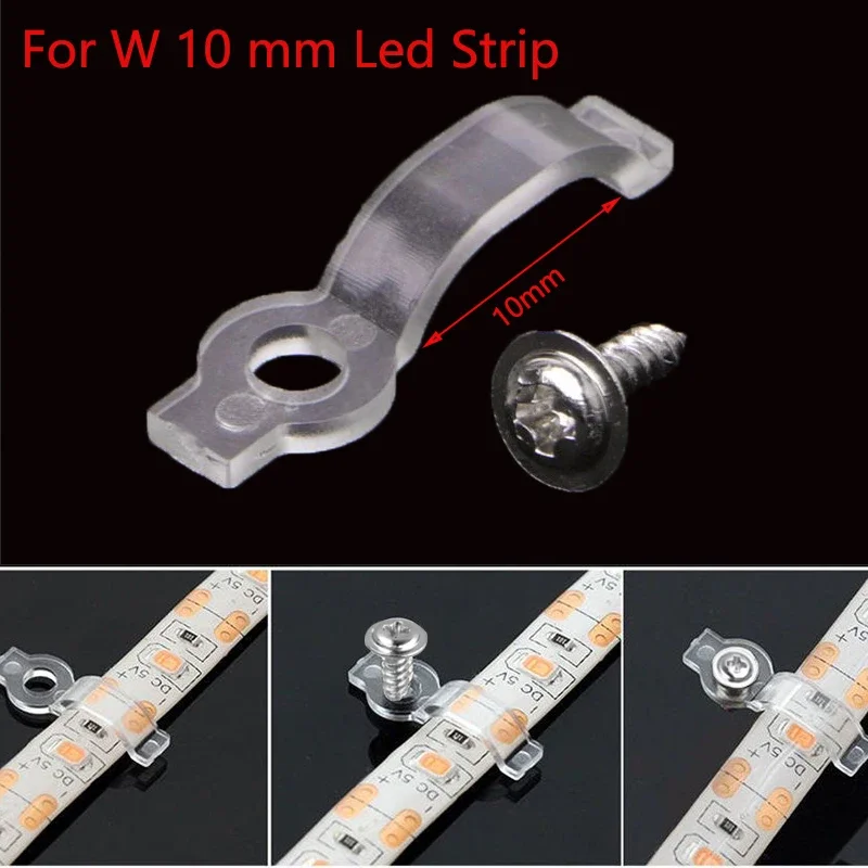 50pcs LED Connector Clip For IP65 Wrie Fixing 8mm 10mm Fixing Mounted Clip With Screws