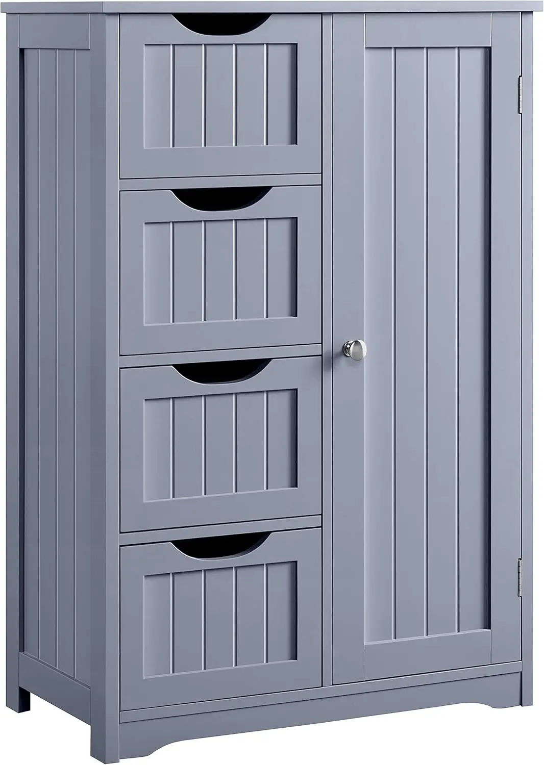 Bathroom Floor Cabinet, Freestanding Storage Organizer Unit Kitchen Cupboard W/ 4 Drawers & Adjustable Shelves