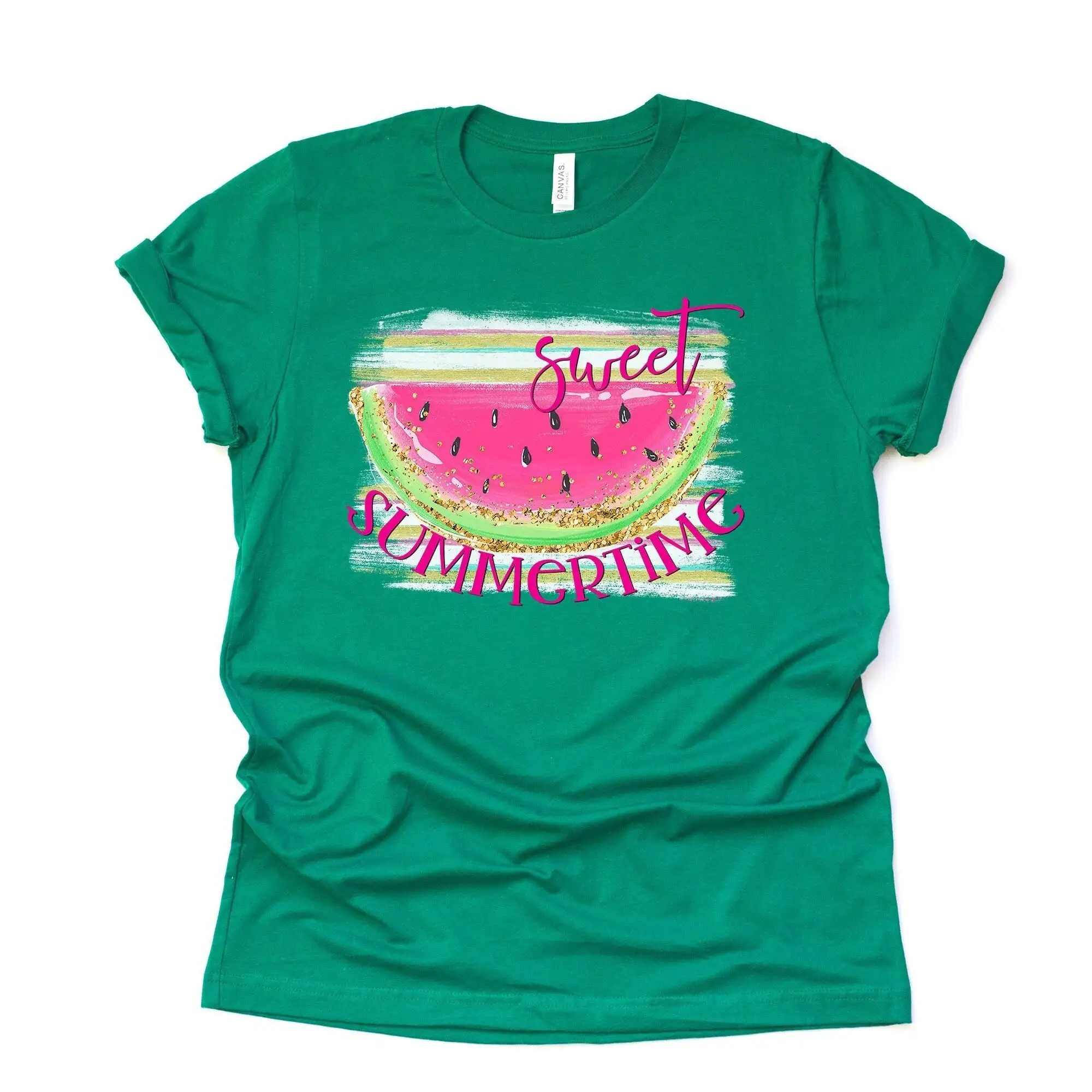 Summer T Shirt Sweet Summertime Watermelon Cute Watermleon Design On Premium Unisex 3 Color Choices Plus Sizes Available